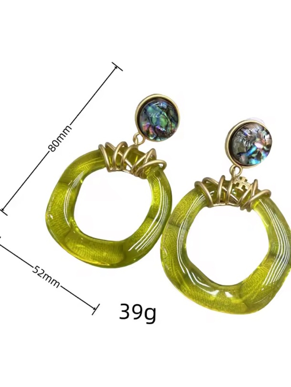Tory Burch lime green wrapped door knocker lightweight statement earrings 🍋‍🟩 - Picture 10 of 11